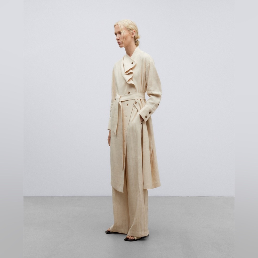 NWOT| Adolfo Dominguez Linen Light Cream Midi Dress 42(US 6)